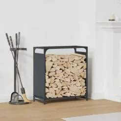 Vedställ i kallvalsat stål - Stabil vedförvaring | Färg: Antracit | Storlek: 60x28x65 cm