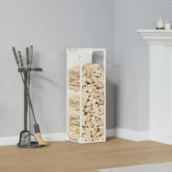 Vedställ i kallvalsat stål för vedförvaring | Färg: Vit | Storlek: 25x25x80 cm