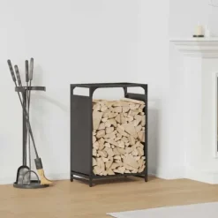 Vedställ i kallvalsat stål - För vedförvaring | Färg: Svart | Storlek: 44x28x65 cm