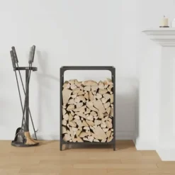 Vedställ i kallvalsat stål - För vedförvaring | Färg: Svart | Storlek: 44x28x65 cm