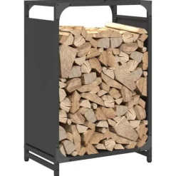 Vedställ i kallvalsat stål - För vedförvaring | Färg: Svart | Storlek: 44x28x65 cm