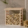 Vedställ i massiv furu - För effektiv vedförvaring | Storlek: 108x64,5x110 cm