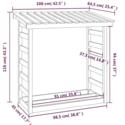 Vedställ i massiv furu - För effektiv vedförvaring | Storlek: 108x64,5x110 cm