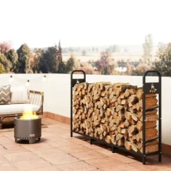 Vedställ i metall 199 × 30 × 121 cm – 0,6 m³ med vattentätt överdrag, upp till 300 kg