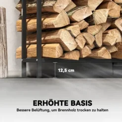 Vedställ i metall 199 × 30 × 121 cm – 0,6 m³ med vattentätt överdrag, upp till 300 kg