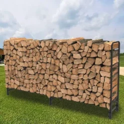 Vedställ i metall, 91,6 tum, kraftig konstruktion, stor kapacitet, inomhus/utomhus, svart