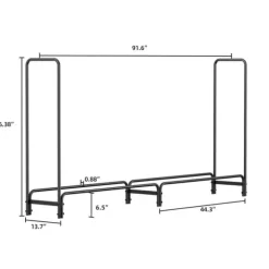 Vedställ i metall, 91,6 tum, kraftig konstruktion, stor kapacitet, inomhus/utomhus, svart