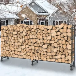 Vedställ i metall, 91,6 tum, kraftig konstruktion, stor kapacitet, inomhus/utomhus, svart