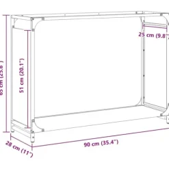 Vedställ i olivgrön kallvalsat stål - Stabil vedhållare | Storlek: 90x28x65 cm