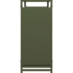 Vedställ i olivgrön kallvalsat stål - Stabil vedhållare | Storlek: 90x28x65 cm