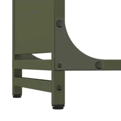 Vedställ i olivgrön kallvalsat stål - Stabil vedhållare | Storlek: 90x28x65 cm