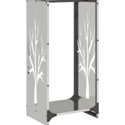 Vedställ i rostfritt stål - Hålla veden torr och organiserad | Storlek: 40x30x80 cm