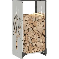Vedställ i rostfritt stål - Hålla veden torr och organiserad | Storlek: 40x30x80 cm