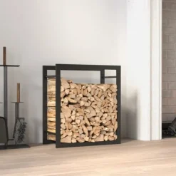 Vedställ matt svart 50x28x56 cm stål