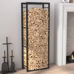 Vedställ matt svart 50x28x132 cm stål