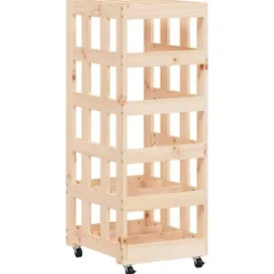 Vedställ med hjul i massiv furu - Förvaring av ved | Storlek: 40x49x110 cm