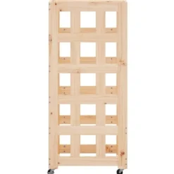 Vedställ med hjul i massiv furu - Förvaring av ved | Storlek: 40x49x110 cm