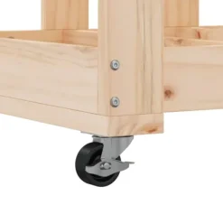 Vedställ med hjul i massiv furu - Förvaring av ved | Storlek: 40x49x110 cm