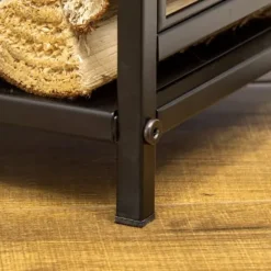 Vedställ med kaminverktyg 46×30×70 cm, stål svart – mysig eldstad