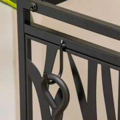 Vedställ med kaminverktyg 46×30×70 cm, stål svart – mysig eldstad