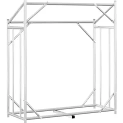 Vedställ med regnskydd - Hållbar vedförvaring | Färg: Galvaniserat stål | Storlek: 100,5x40,5x110,5 cm