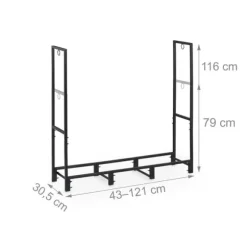 Vedställ, Stål, 116x121x30,5 cm, Svart