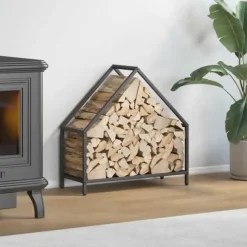 Vedställ svart 60x25x60 cm kallvalsat stål