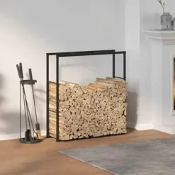 Vedställ svart 110x30x116 cm stål