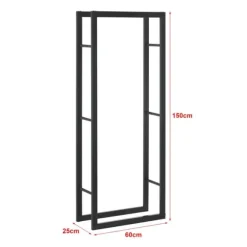 Vedställ Täby vedförvaring 60x25x150 cm stål [en.casa]