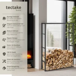 Vedställ Tuby, för inne- & utomhus, 100,5x25x150cm - svart