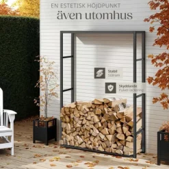 Vedställ Tuby, för inne- & utomhus, 100,5x25x150cm - svart