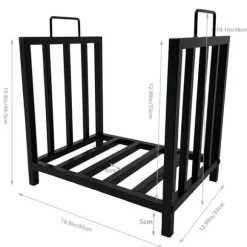 Vedställ, Tungt Metall, Platsbesparande Design,Svart B