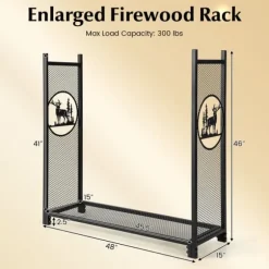 Vedställ, 122x38x117 cm, Svart