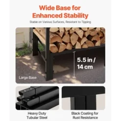 Vedställ, 122x32x118 cm, Svart, Metall, Utomhusförvaring