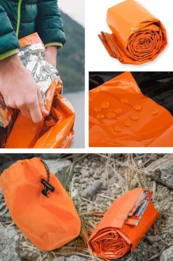 Överlevnadsbivyväskor - Vattentäta Mylar-nödfiltar för camping och vandring (orange)