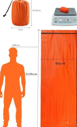 Överlevnadsbivyväskor - Vattentäta Mylar-nödfiltar för camping och vandring (orange)