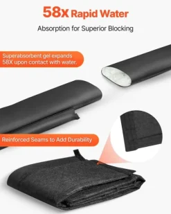 Översvämningsbarriär - Vattenaktiverade sandfria översvämningspåsar 10-pack - Återanvändbara - 153 x 21 cm - Med hink - För dörr, källare, garage