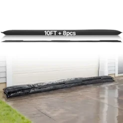 Översvämningsbarriär - Vattenaktiverade sandfria översvämningspåsar - Set om 8 - Mått 305 x 21 cm - Återanvändbara - För dörrar & garage
