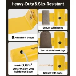 Översvämningsbarriär, 366x51x30,5 cm, PVC, Återanvändbar vattendiversion