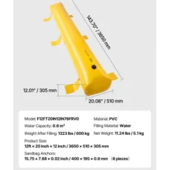 Översvämningsbarriär, 366x51x30,5 cm, PVC, Återanvändbar vattendiversion