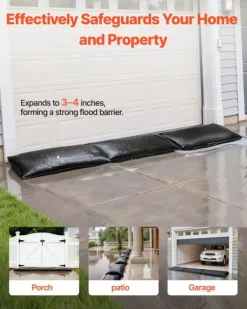 Översvämningspåsar - Sandfria sandsäckar - 10-pack - 43 x 83 cm - Vattenaktiverade - Återanvändbara - Med hink - För dörr, källare, garage