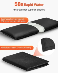 Översvämningspåsar - Sandfria sandsäckar - 10-pack - 43 x 83 cm - Vattenaktiverade - Återanvändbara - Med hink - För dörr, källare, garage