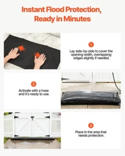 Översvämningspåsar - Sandfria sandsäckar - 10-pack - 43 x 83 cm - Vattenaktiverade - Återanvändbara - Med hink - För dörr, källare, garage