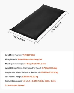 Översvämningspåsar - Sandfria sandsäckar - 10-pack - 43 x 83 cm - Vattenaktiverade - Återanvändbara - Med hink - För dörr, källare, garage