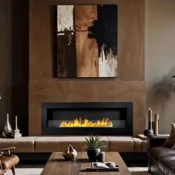 Väggeldstad - Biocamino 120x40 - Svart - Modern design - Lätt att installera