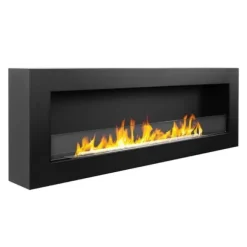 Väggeldstad - Biocamino 120x40 - Svart - Modern design - Lätt att installera