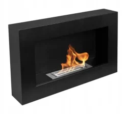 Vägghängd biokamin 65x40x12 cm Box Svart strukturmatt