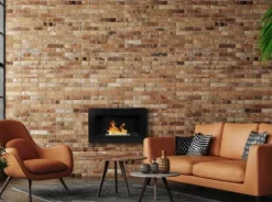 Vägghängd biokamin 65x40x12 cm Box Svart strukturmatt