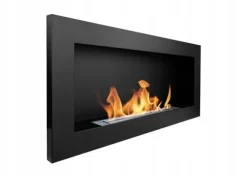 Vägghängd biokamin 90x40x12 cm Svart strukturmatt