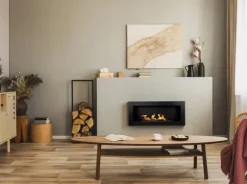 Vägghängd biokamin 90x40x12 cm Svart strukturmatt